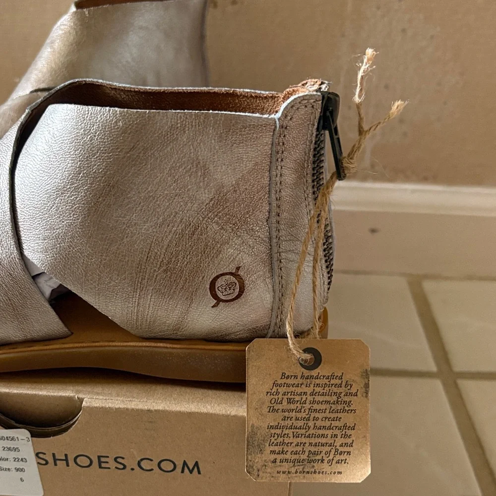 Born Light Gold Leather Wrap Sandal - Picture 2 of 8